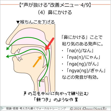 声を鼻にかける